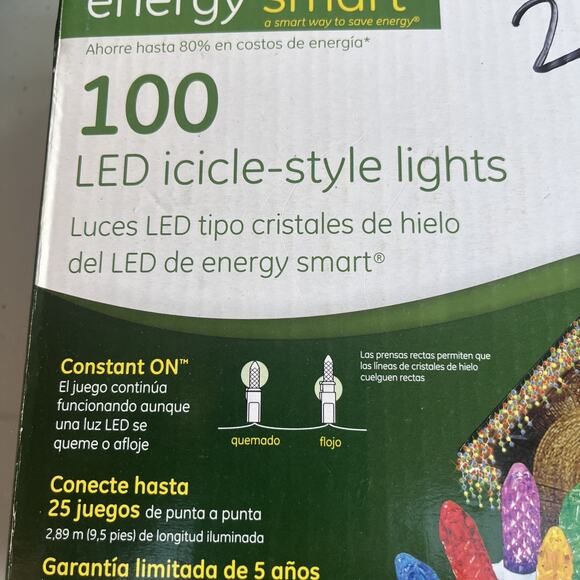 100 LED ICICLE-STYLE LIGHTS, 9.5' 100W, 20 STRANDS - Picture 3 of 5